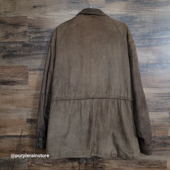 Vtg Exploration Leather Field Chore Barn Coat Jacket XXL Brown Preppy 90's - Picture 2 of 12